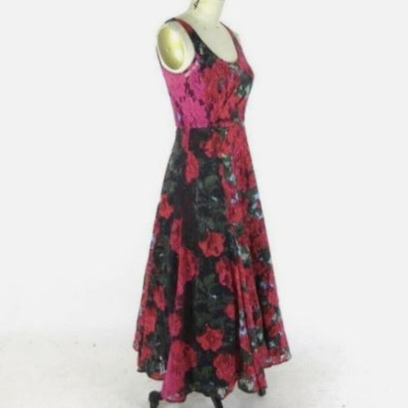Anthropologie Tracy Reese Noisette Red Roses Floral Lace Tulle Dress Size 2 - Picture 15 of 15